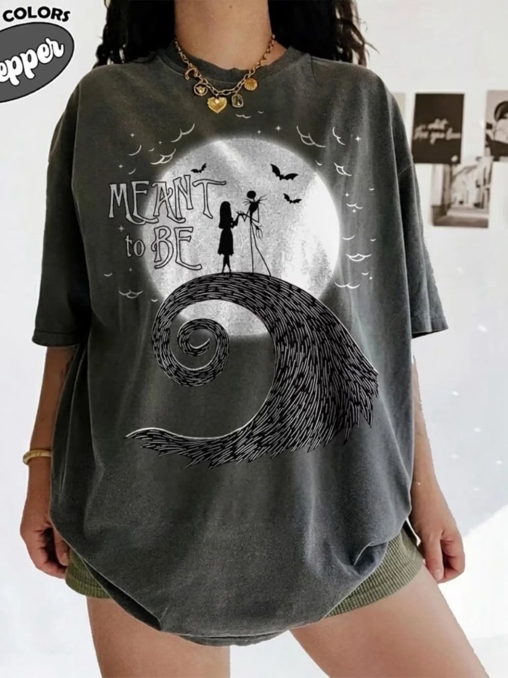 Comfort Colors Pepper Meant to Be Moon Graphic Short Sleeve Tee